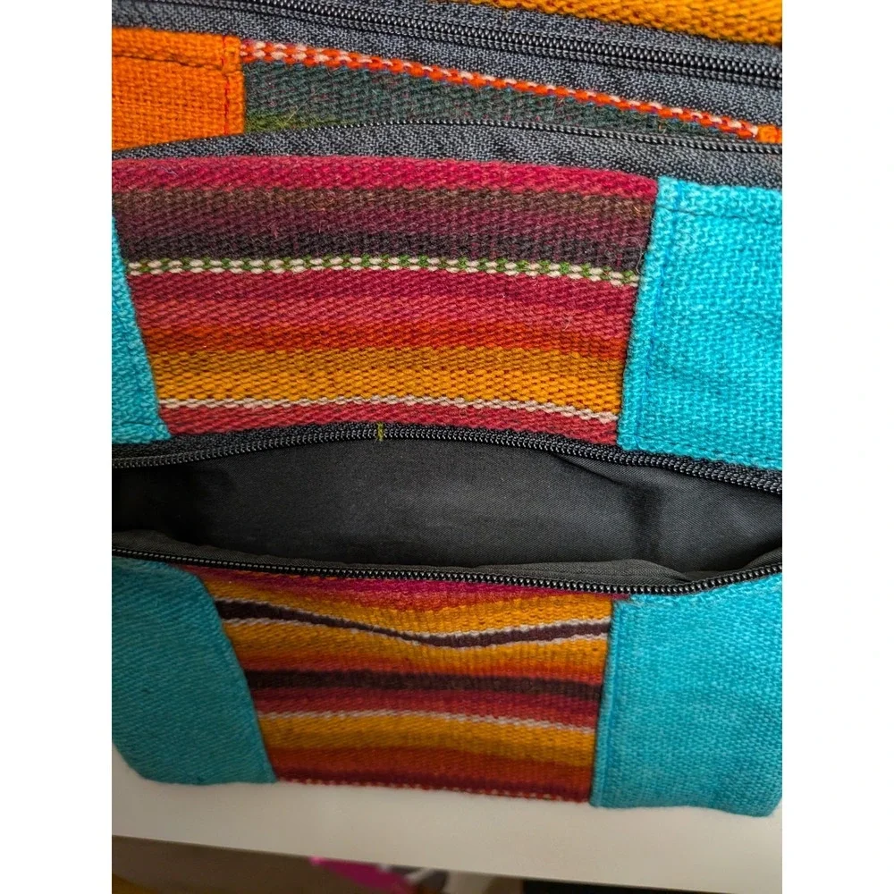 Woven Striped Jewelry Makeup Travel Pouch Set of 3 Wristlet Catchall Bolivia